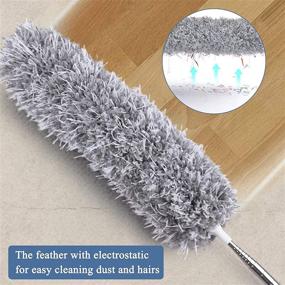 img 1 attached to 🧹 Atopov 100-inch Stainless Steel Extension Pole Microfiber Duster: Bendable, Washable, Lint Free, Ideal for Cleaning Roof, Ceiling Fan, Blinds, Cobwebs, and More