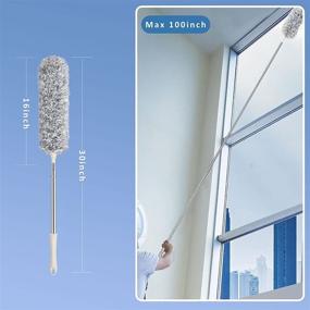 img 2 attached to 🧹 Atopov 100-inch Stainless Steel Extension Pole Microfiber Duster: Bendable, Washable, Lint Free, Ideal for Cleaning Roof, Ceiling Fan, Blinds, Cobwebs, and More