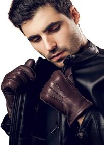 img 4 attached to 🧤 YISEVEN Cashmere Deerskin Classic Motorcycle Men's Gloves & Mittens