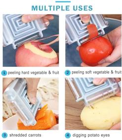 img 2 attached to 🔵 Befoy 3-in-1 Stainless Steel Vegetable Peeler with Cleaning Brush - Fruit Peelers/Slicer (Blue)