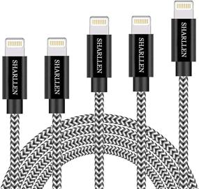 img 4 attached to MFi Certified iPhone Cable 5 Pack - 3FT/6FT/10FT SHARLLEN Nylon Braided Fast USB Charging&amp;Syncing Cord Wire - Lightning Charging Cable Compatible with iPhone Charger 12/11Pro/XS/Max/XR/X/8/7/6/iPad/iPod - Black