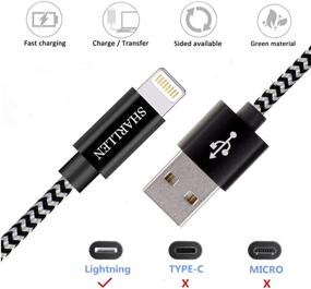 img 3 attached to MFi Certified iPhone Cable 5 Pack - 3FT/6FT/10FT SHARLLEN Nylon Braided Fast USB Charging&amp;Syncing Cord Wire - Lightning Charging Cable Compatible with iPhone Charger 12/11Pro/XS/Max/XR/X/8/7/6/iPad/iPod - Black