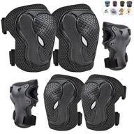 🛡️ gtsbros kids/youth protective gear set with knee pads, elbow pads, wrist guard, and adjustable strap - ideal for roller skates, cycling, bmx, skateboarding, inline skating, scooter riding, and sports (black) logo