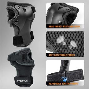 img 1 attached to 🛡️ GTSBROS Kids/Youth Protective Gear Set with Knee Pads, Elbow Pads, Wrist Guard, and Adjustable Strap - Ideal for Roller Skates, Cycling, BMX, Skateboarding, Inline Skating, Scooter Riding, and Sports (Black)