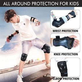 img 3 attached to 🛡️ GTSBROS Kids/Youth Protective Gear Set with Knee Pads, Elbow Pads, Wrist Guard, and Adjustable Strap - Ideal for Roller Skates, Cycling, BMX, Skateboarding, Inline Skating, Scooter Riding, and Sports (Black)