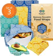 🐝 beehive organic beeswax food wraps – 3 pack for bread & sandwich wrapping – eco-friendly, sustainable & zero waste beeswax wrap for food cover & storage logo