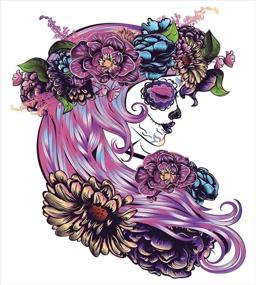 img 1 attached to 🌺 Stunning Ambesonne Gothic Duvet Cover Set: Day of Dead Sugar Skull Girl in Flower Wreath, Twin Size, Purple Pink, 2 Piece Bedding Set with 1 Pillow Sham