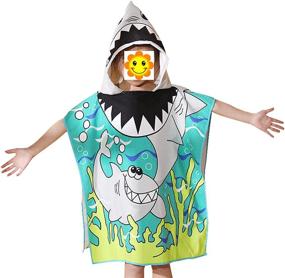 img 4 attached to Girls，Hooded Bathrobe Microfiber Toddlers Shark001