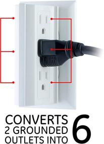 img 2 attached to 🔌 GE 6-Outlet Extender: Transform 2 Outlets into 6 with Side Access Wall Tap, Indoor Rated, UL Listed – White, 54543