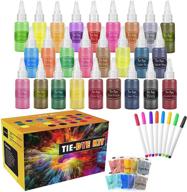 🎨 diy tie dye kit - 26 colors tie dye pigments set for kids shirt fabric - 195 pack tie dye party supplies with 8 paint markers pens, aprons, gloves, rubber bands, tablecloths - ideal for arts, crafts, and handmade projects logo