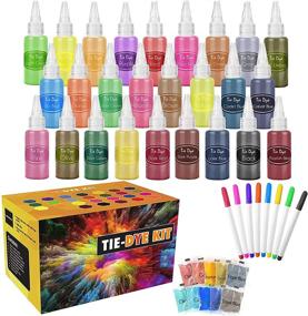 img 4 attached to 🎨 DIY Tie Dye Kit - 26 Colors Tie Dye Pigments Set for Kids Shirt Fabric - 195 Pack Tie Dye Party Supplies with 8 Paint Markers Pens, Aprons, Gloves, Rubber Bands, Tablecloths - Ideal for Arts, Crafts, and Handmade Projects