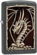 zippo lighter: dragon skeleton - iron stone 79581 - unleash your inner fire with this unique collectible logo