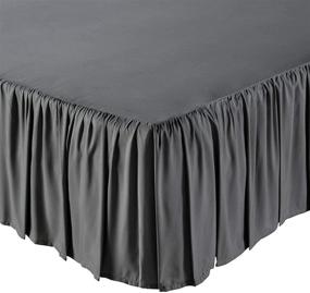 img 1 attached to Queen Size Ruffled Bed Skirt with 21 Inch Drop and Split Corners | 400 Thread Count Microfiber Platform Dust Ruffle | Wrinkle Free Gathered Bedskirt in Dark Grey Solid Color | KP Linen