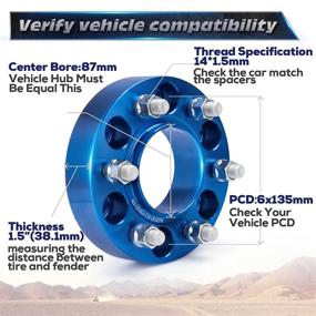 img 3 attached to KSP F150 дистанционные колесные адаптеры 6x135 - 1,5 дюйма толщиной (38 мм) с болтами 14x1,5 и стаканом 🔵 87 мм - Кованые центрирующие дистанционные адаптеры для Ford F150 экспедиция 2015-2021 гг. и Lincoln Navigator 2015-2021 гг. - Синий комплект из 4 шт.