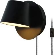 💡 black rotatable plug in cord wall lamp with switch – led bedside reading light for bedroom, metal wall mounted fixture for living room warm white logo