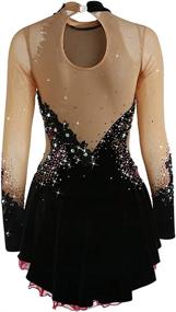 img 3 attached to 👗 Stunning White Black Purple Velvet Ice Skating Dress for Women and Girls – High Elasticity, Warm & Handmade Competition Skating Wear