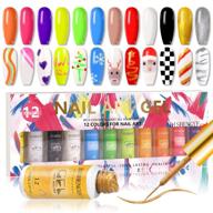 bishengyf gel liner nail art polish set: 12 vibrant colors with built-in thin brush for salon quality nail art and diy designs logo