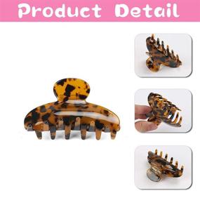 img 2 attached to 📌 Trendy Leopard Print Hair Clip Set - 3Pcs 3.5 inch Tortoise Claw Barrettes for Women with French Vintage Design - Ideal for Thick Thin Curly Straight Long Hair
