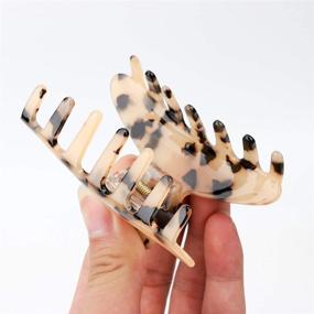img 3 attached to 📌 Trendy Leopard Print Hair Clip Set - 3Pcs 3.5 inch Tortoise Claw Barrettes for Women with French Vintage Design - Ideal for Thick Thin Curly Straight Long Hair