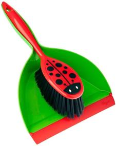 img 3 attached to Vigar Ladybug Dust Pan and Brush Handy Set: Compact and Colorful Cleaning Solution, 12-3/4-Inches, Green, Red, Black