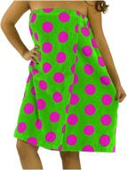 luxurious by lora lime/fuchsia polka dot cotton bath wrap - ultimate shower towel cover up for women - os size logo