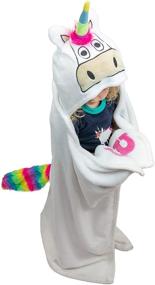 img 4 attached to 🦄 Cozy Unicorn Blanket Hoodie for Kids - Soft, Wearable Kids' Hooded Blanket