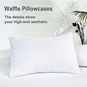 img 1 attached to 🛏️ PHF Waffle Weave Duvet Cover Set Queen Size: Ultra Soft Comfy Boho Comforter Cover, 3PCS Washed Microfiber Bedding Collection in White, 90"x90