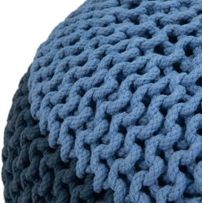 img 2 attached to 🧶 Hand-Knit Round Poufs in Blue and Navy Blue by SIMPLIHOME