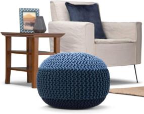 img 3 attached to 🧶 Hand-Knit Round Poufs in Blue and Navy Blue by SIMPLIHOME