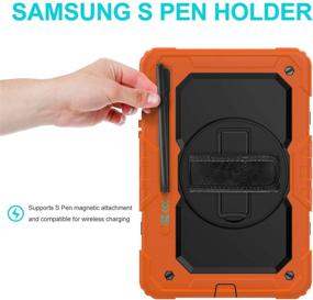 img 2 attached to 📱 Samsung Galaxy Tab S7 11 SM-T870/T875/T878 Case 2020: Ultimate Protection with Shockproof Design, Full Body Coverage, 9H Tempered Glass, and Versatile Functionality (Orange+Black)