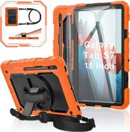 📱 samsung galaxy tab s7 11 sm-t870/t875/t878 case 2020: ultimate protection with shockproof design, full body coverage, 9h tempered glass, and versatile functionality (orange+black) logo