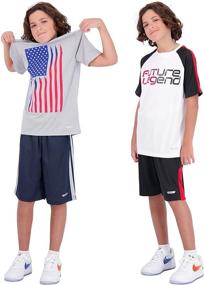 img 2 attached to Hind Basketball Performance Athletic Blue White Boys' Clothing Set