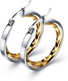 img 4 attached to Sparkling Stainless Two Tone Twisted Circle Earrings: A Must-Have for Girls' Jewelry Collection