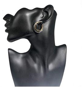 img 2 attached to Sparkling Stainless Two Tone Twisted Circle Earrings: A Must-Have for Girls' Jewelry Collection