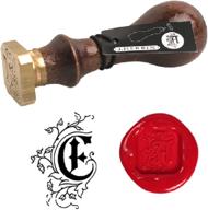 herbin brass seal for wax - vintage retro alphabet w/wood handle - initial letter&#34 logo