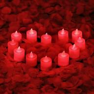 🕯️ lanker pack of 12 flameless led tea lights candles - flickering, long-lasting battery-operated electronic fake candles – ideal decorations for wedding, christmas, halloween, and festival celebrations (red) логотип