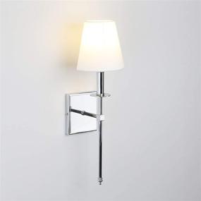 img 1 attached to 🔥 Rustic Industrial Wall Sconce with Flared White Textile Shade - Permo Single Classic Lighting Fixture