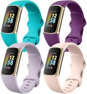 4 pack waterproof soft silicone replacement wristbands for fitbit charge 5 bands - compatible with nofeda bands - suitable for women and men logo
