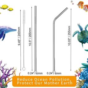 img 3 attached to 🥤 VEHHE Metal Straws Stainless Steel Straws Drinking Straws Reusable - 10.5" Ultra Long 4 + 1 - W/Cleaning Brush for Yeti RTIC SIC Ozark Trail Tumblers (2 Straight,2 Bent,1 Brush) - Eco-friendly & Durable Reusable Metal Straws