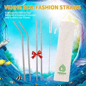 img 2 attached to 🥤 VEHHE Metal Straws Stainless Steel Straws Drinking Straws Reusable - 10.5" Ultra Long 4 + 1 - W/Cleaning Brush for Yeti RTIC SIC Ozark Trail Tumblers (2 Straight,2 Bent,1 Brush) - Eco-friendly & Durable Reusable Metal Straws