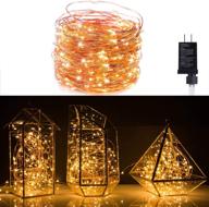 magical 100ft fairy lights: waterproof firefly lights on copper wire for indoor/outdoor decoration - ul adaptor included, warm white логотип