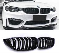 sna f32 kidney grill for bmw 4 series f32 f33 f36 (2014-2019) f82 m4 f80 m3 (2015-2019) - black abs grille with double slats, set of 2 logo