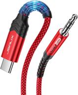 🎧 jsaux usb c to 3.5mm audio aux jack cable - compatible with ipad pro 2018, google pixel 2/3 xl, samsung galaxy s21/s20 ultra, red logo