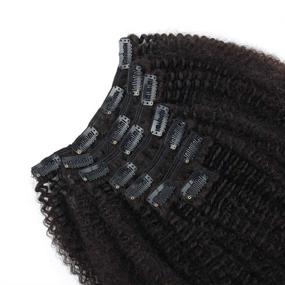 img 1 attached to 💁 18 Inch Afro Curly Clip in Hair Extensions for Black Women - Luxiso Brazilian Virgin Remy Hair, Double-Wefted Real Hair with Invisible Clip, 120 Grams