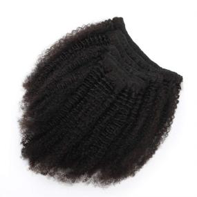 img 3 attached to 💁 18 Inch Afro Curly Clip in Hair Extensions for Black Women - Luxiso Brazilian Virgin Remy Hair, Double-Wefted Real Hair with Invisible Clip, 120 Grams