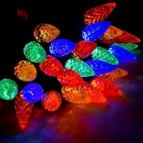 img 3 attached to 🍓 UL Certified Multicolor C6 LED Strawberry String Lights - 120 Faceted Bulbs, 32 Feet Green Wire - Ideal for Indoor/Outdoor Christmas Decor