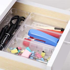 img 1 attached to 🗄️ Kootek 12 Pcs Drawer Organizer Trays - 3 Sizes, Plastic Bins for Bathroom, Makeup, Kitchen, Office Supplies - Customize Layout with Dividers, Storage Organizers for Dresser, Flatware, Cutlery