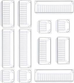 img 4 attached to 🗄️ Kootek 12 Pcs Drawer Organizer Trays - 3 Sizes, Plastic Bins for Bathroom, Makeup, Kitchen, Office Supplies - Customize Layout with Dividers, Storage Organizers for Dresser, Flatware, Cutlery