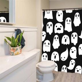 img 1 attached to SHENGJUN Spooky Cute Funny Cartoon Ghosts Shower Curtain - Halloween Decor with 72x72 Inches Fabric, Ideal for Trick or Treat Bathrooms - Includes 12 Hooks