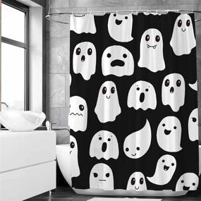 img 2 attached to SHENGJUN Spooky Cute Funny Cartoon Ghosts Shower Curtain - Halloween Decor with 72x72 Inches Fabric, Ideal for Trick or Treat Bathrooms - Includes 12 Hooks